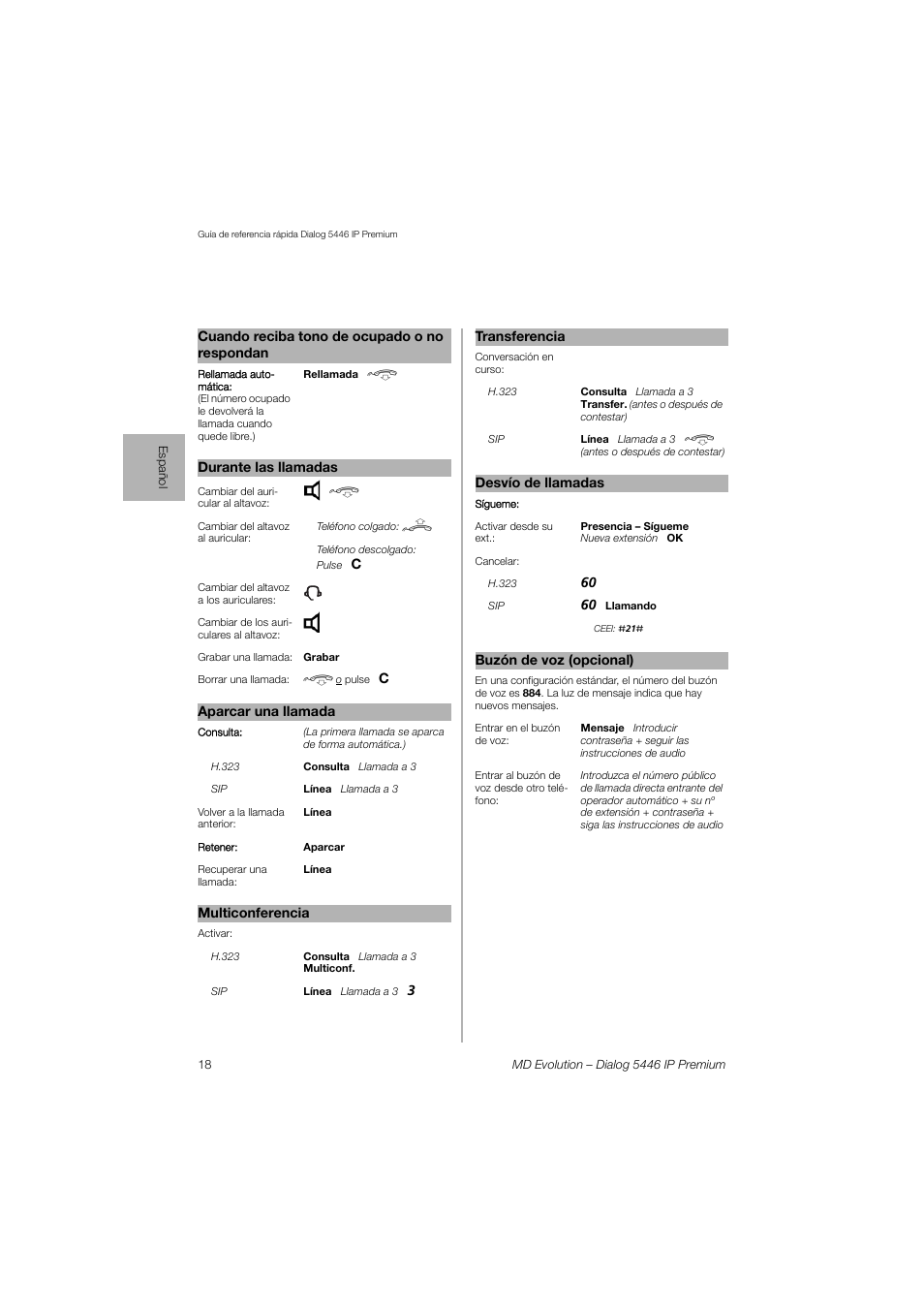 AASTRA 7446ip (5446ip) for MD Evolution Quick Reference Guide User Manual | Page 18 / 44