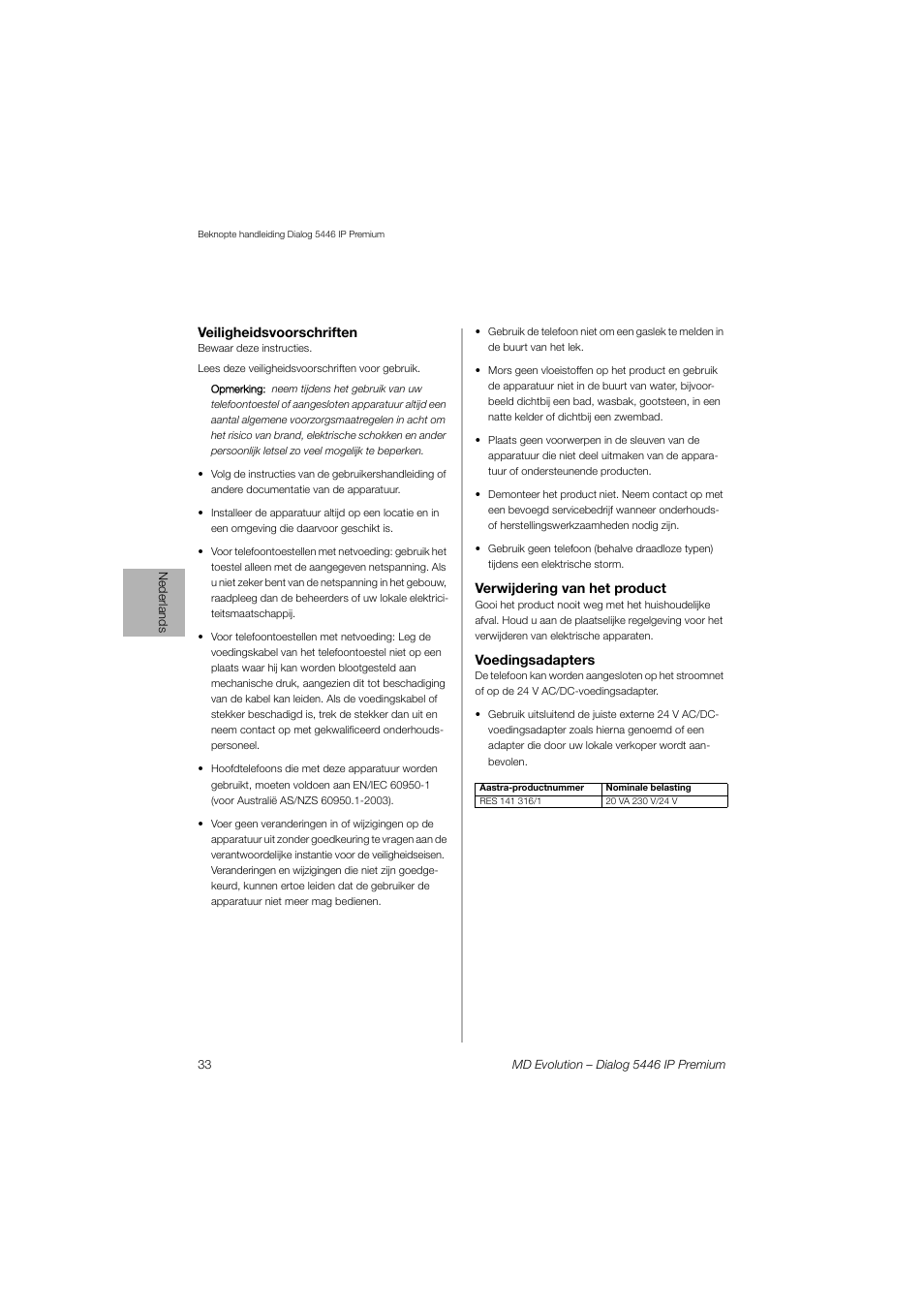 AASTRA 7446ip (5446ip) for MD Evolution Quick Reference Guide User Manual | Page 33 / 44