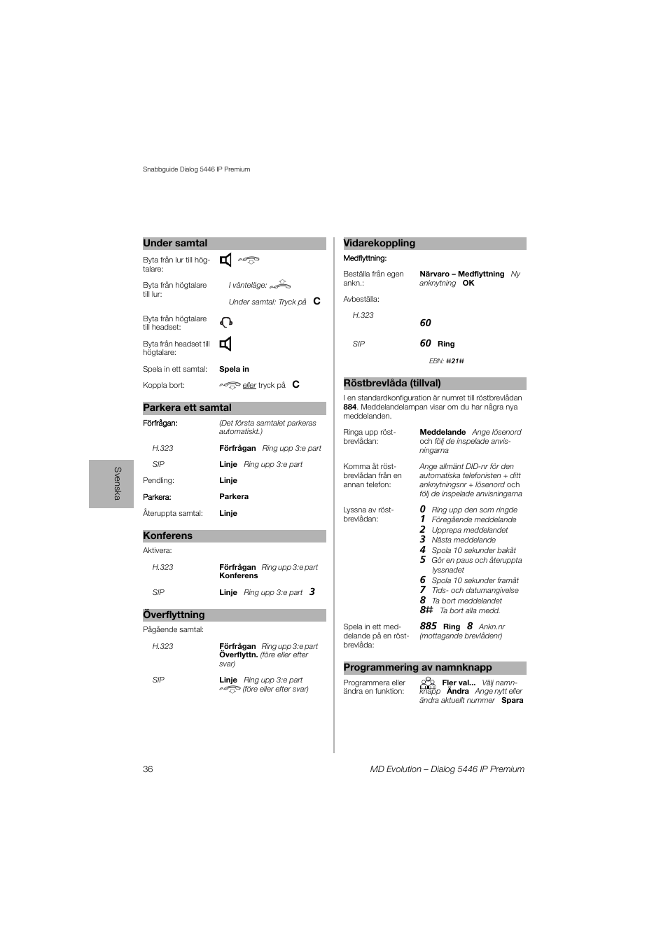 AASTRA 7446ip (5446ip) for MD Evolution Quick Reference Guide User Manual | Page 36 / 44