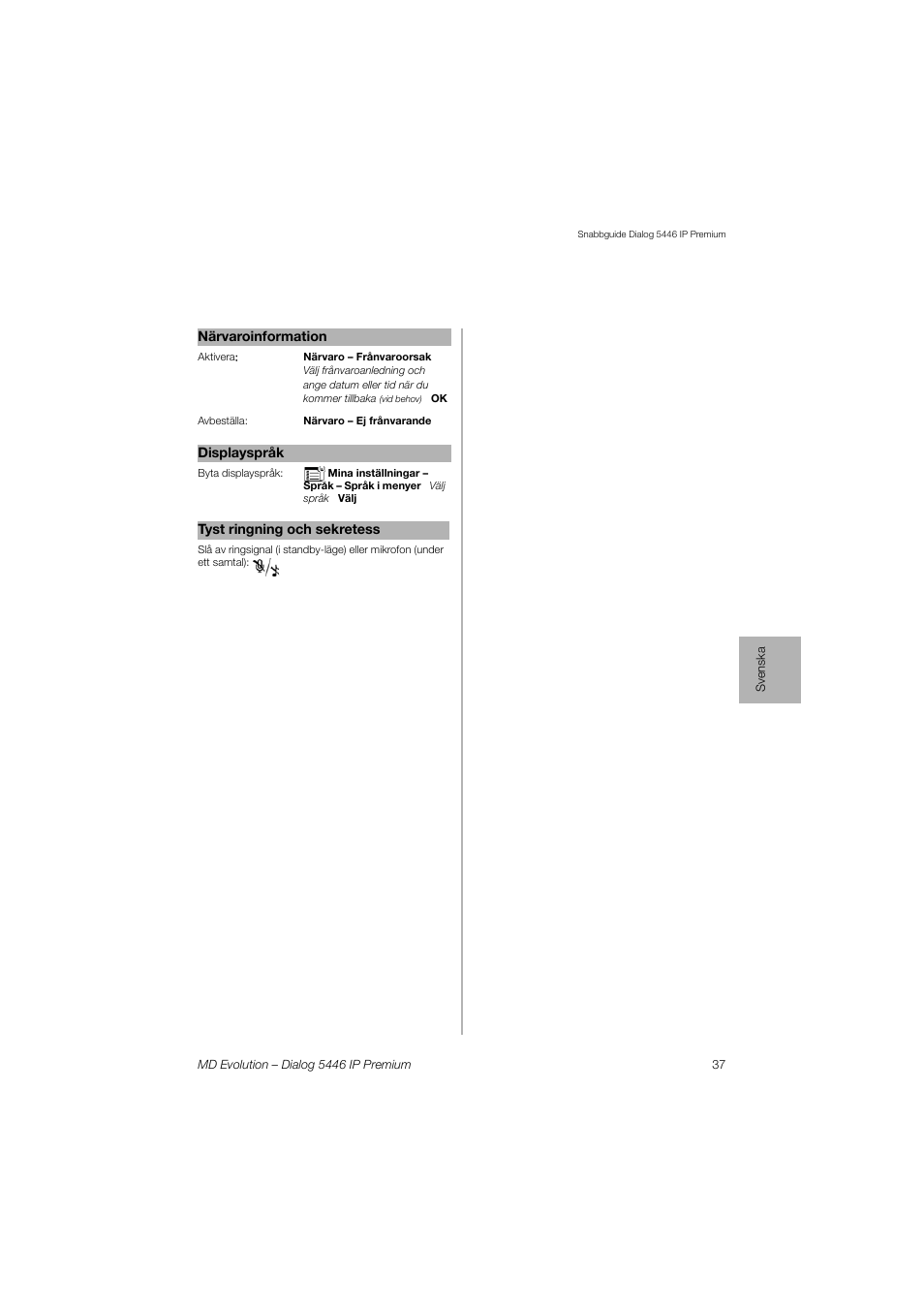 AASTRA 7446ip (5446ip) for MD Evolution Quick Reference Guide User Manual | Page 37 / 44