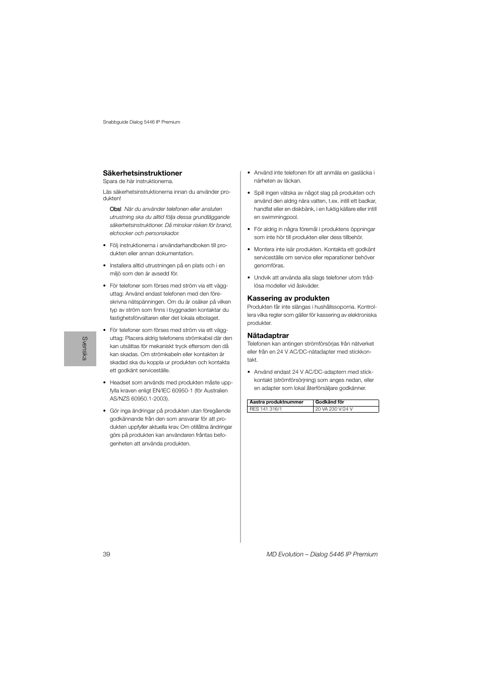 AASTRA 7446ip (5446ip) for MD Evolution Quick Reference Guide User Manual | Page 39 / 44