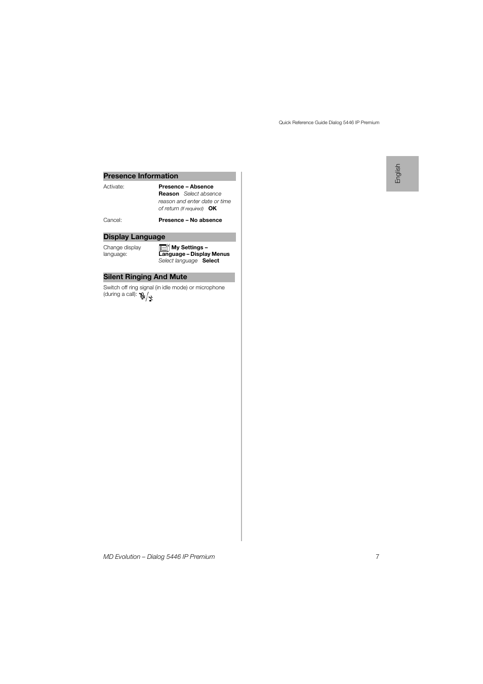 AASTRA 7446ip (5446ip) for MD Evolution Quick Reference Guide User Manual | Page 7 / 44