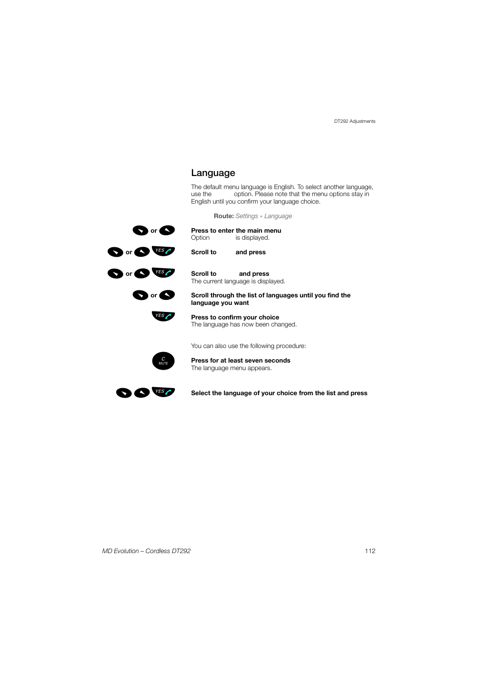 Language | AASTRA DT292 for MD Evolution User Guide EN User Manual | Page 113 / 148