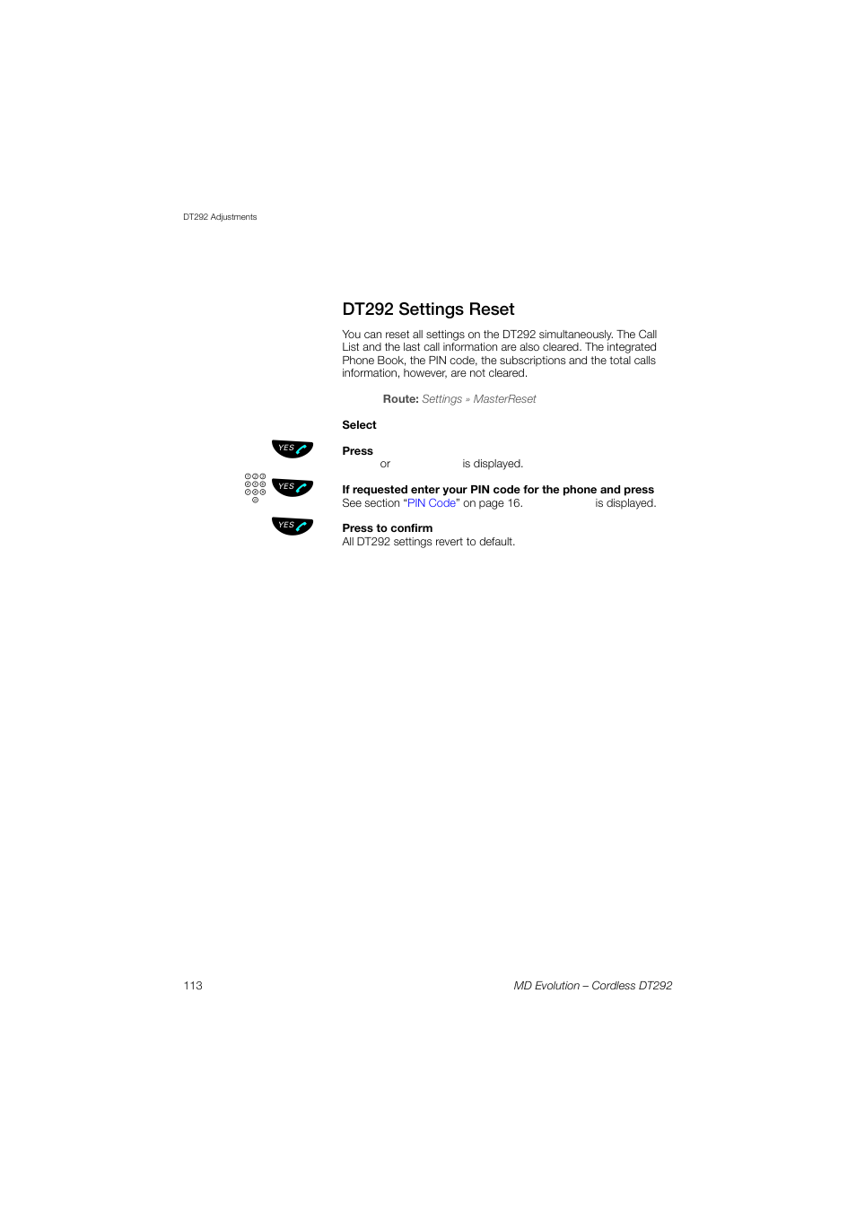 Dt292 settings reset | AASTRA DT292 for MD Evolution User Guide EN User Manual | Page 114 / 148