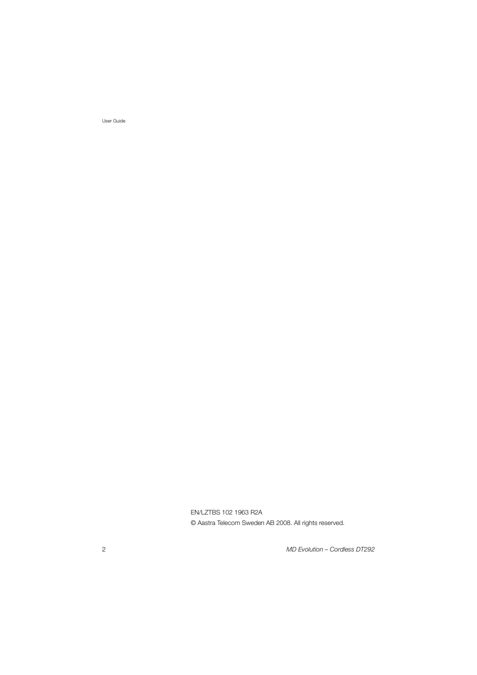 Welcome | AASTRA DT292 for MD Evolution User Guide EN User Manual | Page 2 / 148