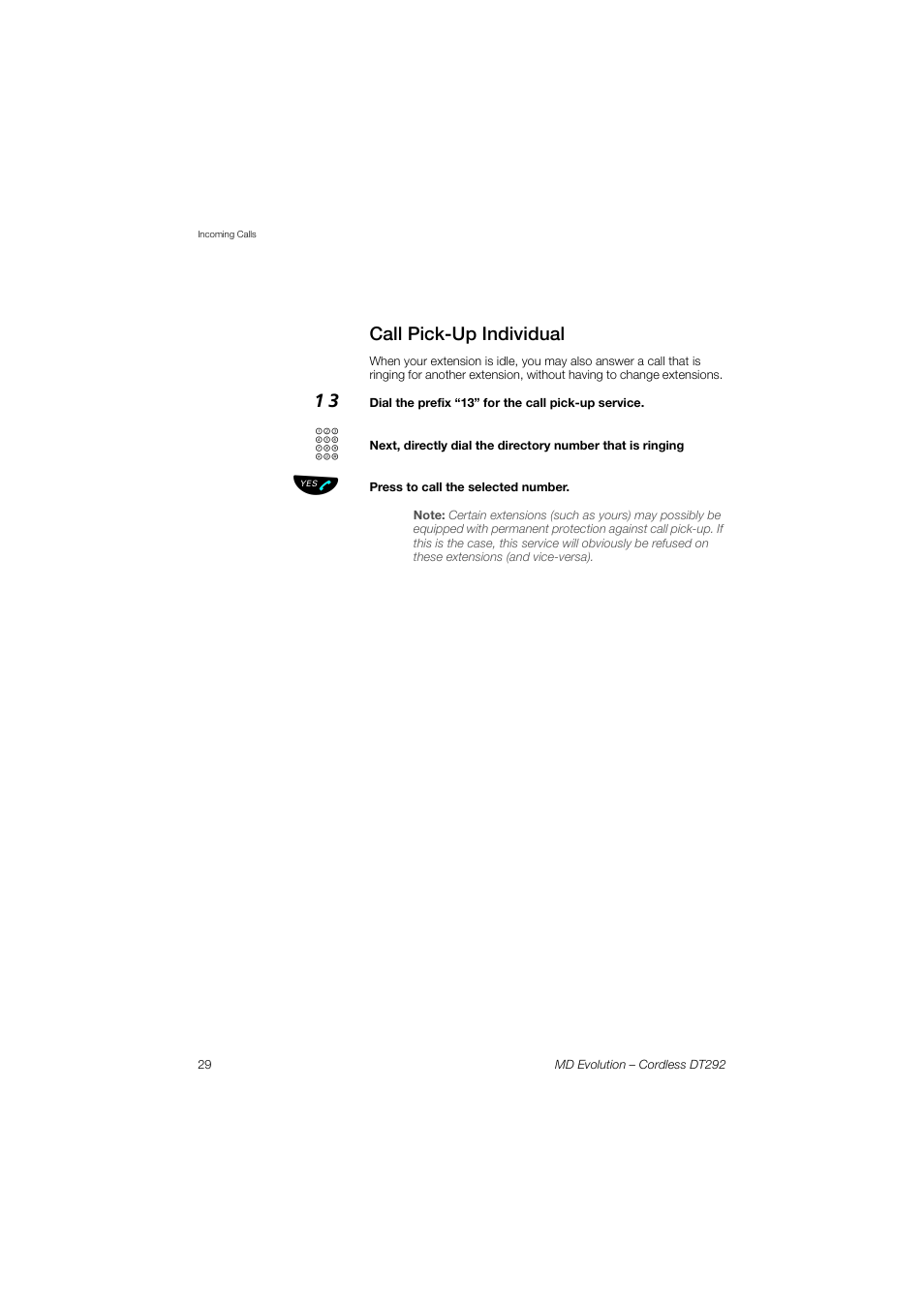 Call pick-up individual | AASTRA DT292 for MD Evolution User Guide EN User Manual | Page 30 / 148