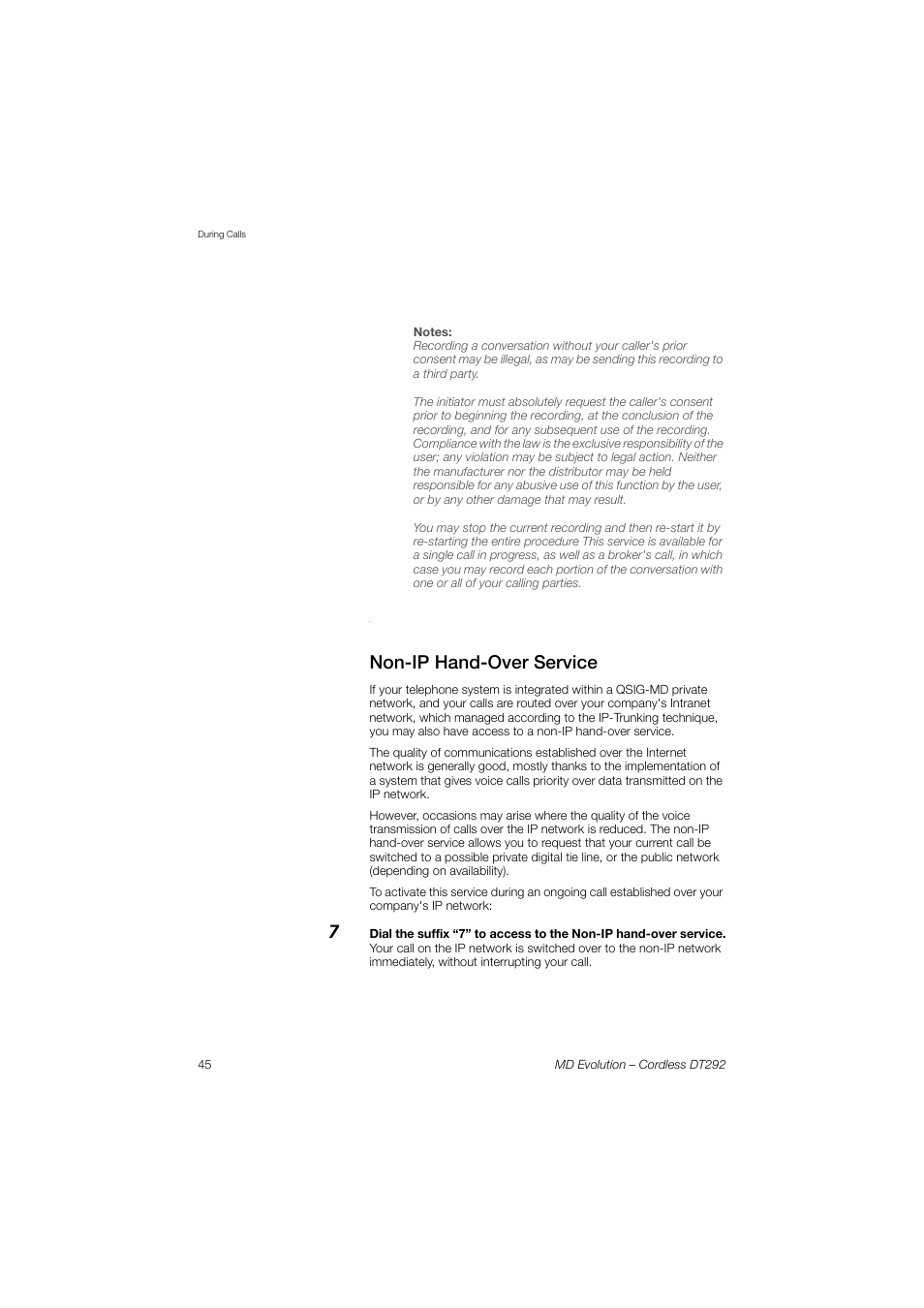 Non-ip hand-over service | AASTRA DT292 for MD Evolution User Guide EN User Manual | Page 46 / 148