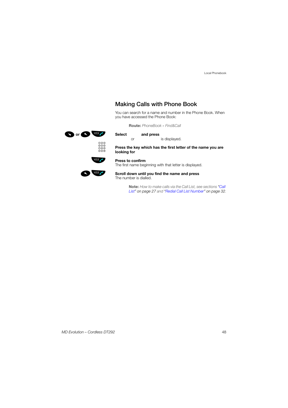 Making calls with phone book | AASTRA DT292 for MD Evolution User Guide EN User Manual | Page 49 / 148