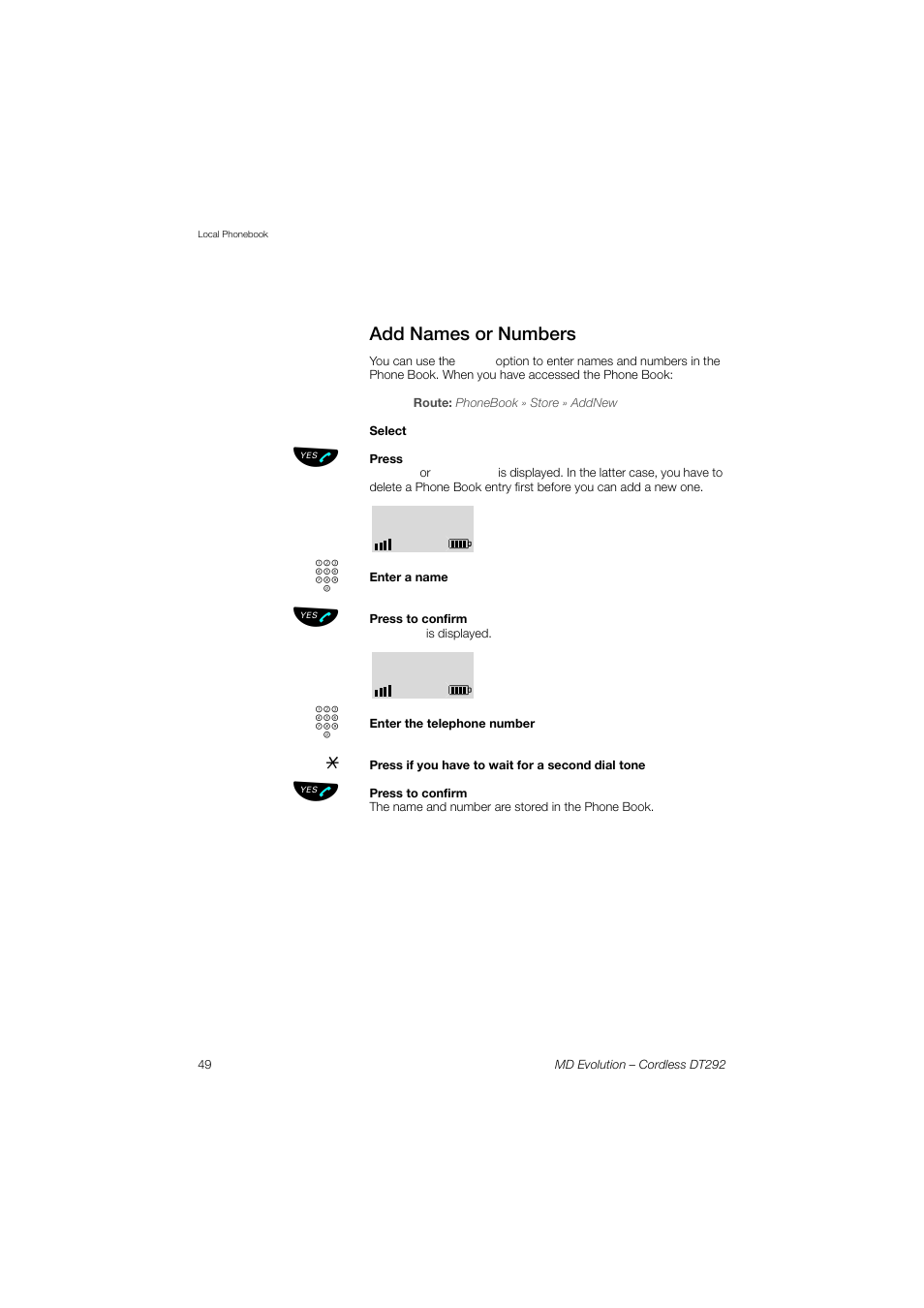 Add names or numbers | AASTRA DT292 for MD Evolution User Guide EN User Manual | Page 50 / 148