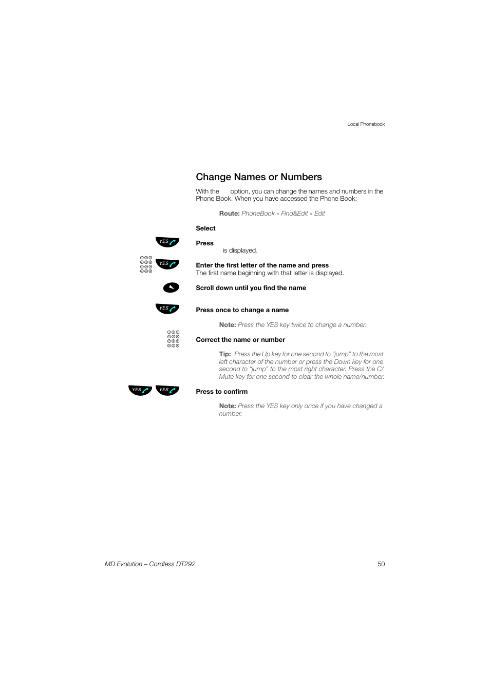 Change names or numbers, Zь ы, Ьы ь ы | AASTRA DT292 for MD Evolution User Guide EN User Manual | Page 51 / 148