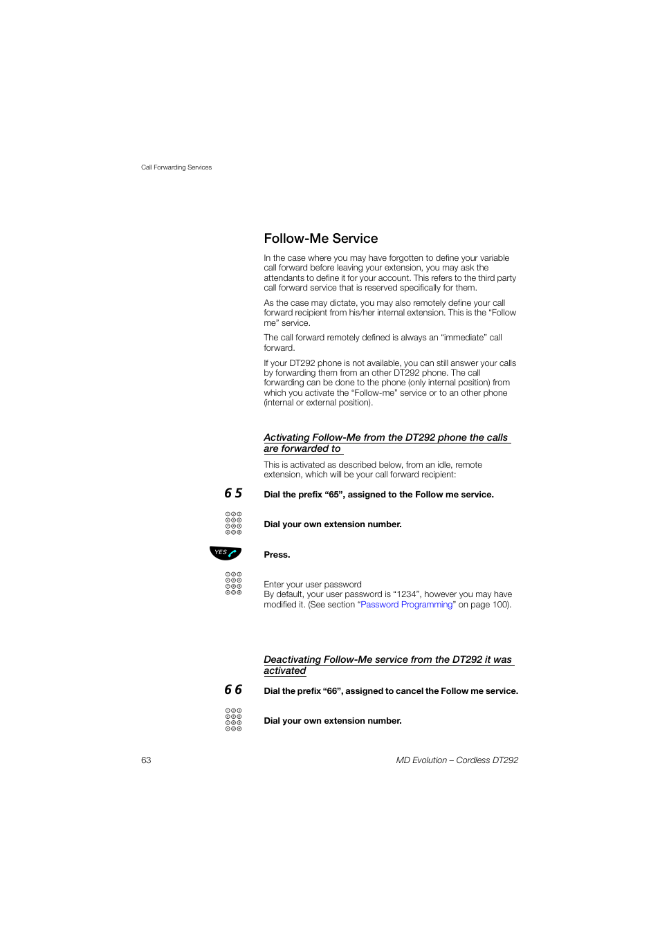 Follow-me service | AASTRA DT292 for MD Evolution User Guide EN User Manual | Page 64 / 148