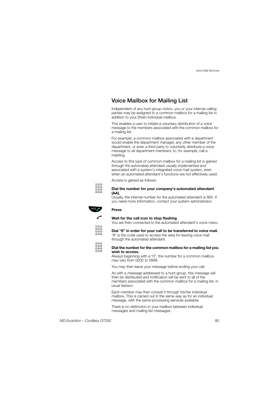 Voice mailbox for mailing list | AASTRA DT292 for MD Evolution User Guide EN User Manual | Page 81 / 148