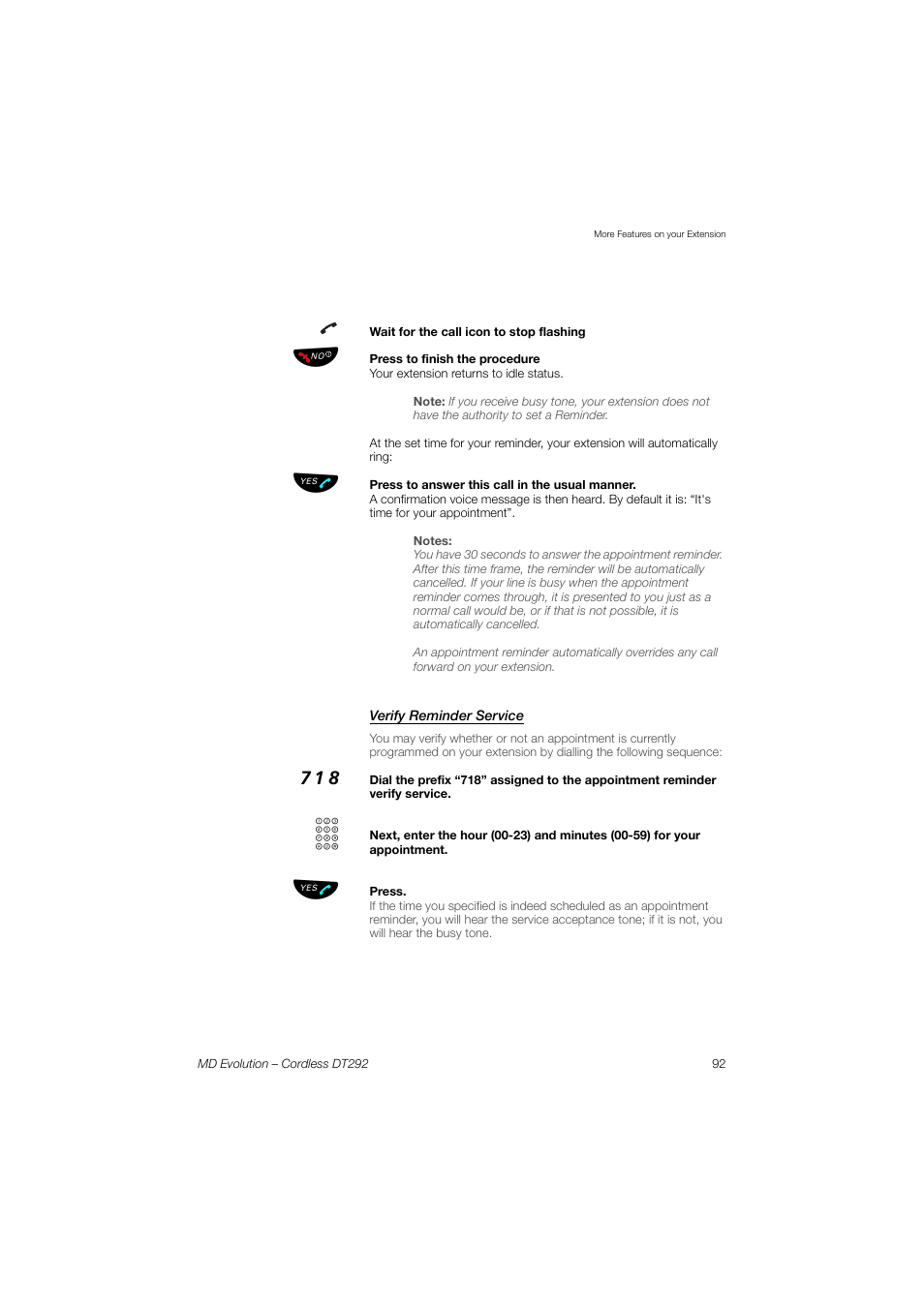 Verify reminder service | AASTRA DT292 for MD Evolution User Guide EN User Manual | Page 93 / 148