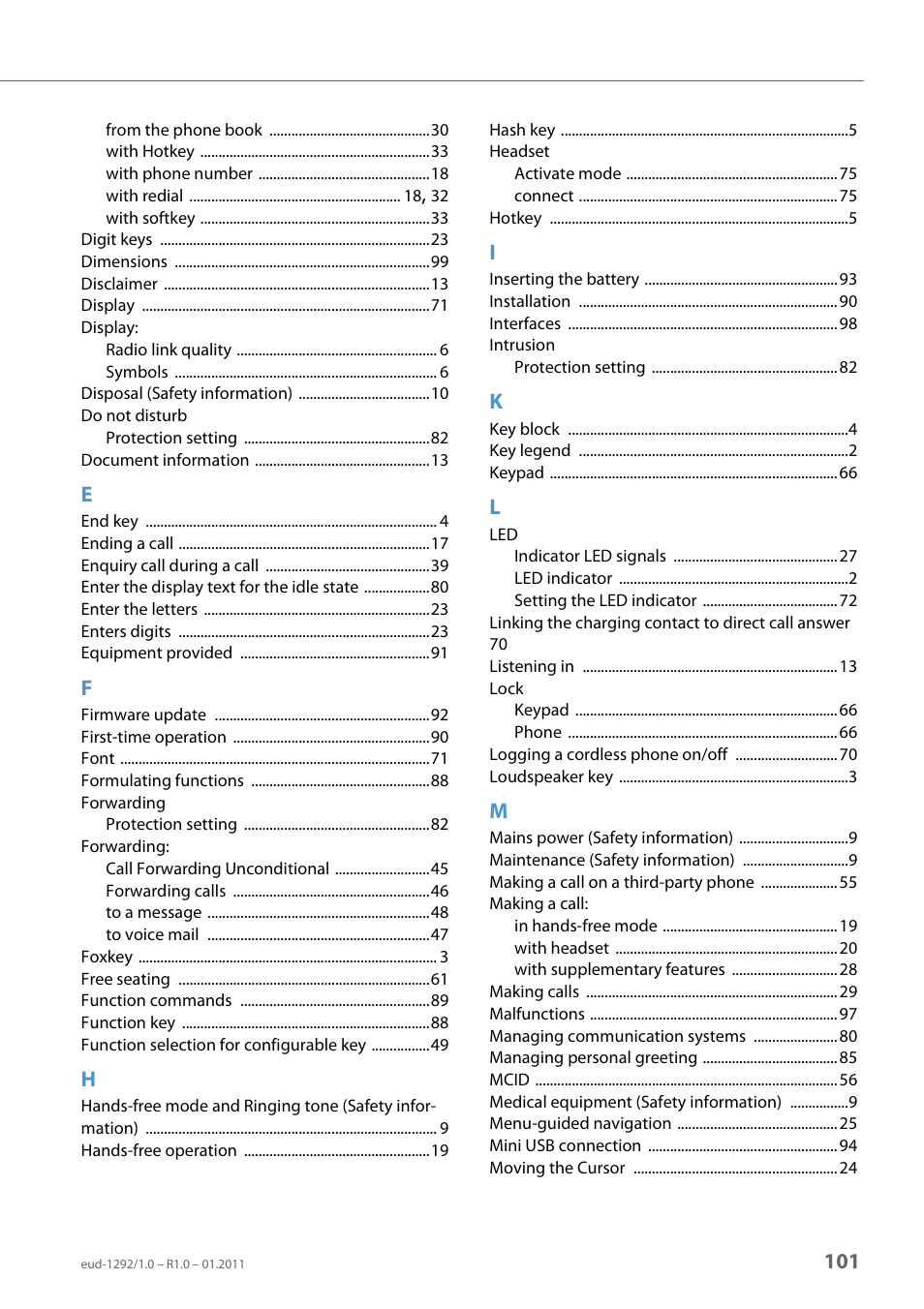 AASTRA 630d for Aastra 400 User Guide EN User Manual | Page 101 / 103