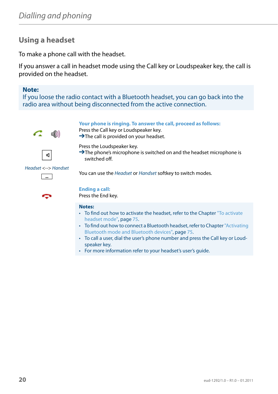 Using a headset, Dialling and phoning | AASTRA 630d for Aastra 400 User Guide EN User Manual | Page 20 / 103