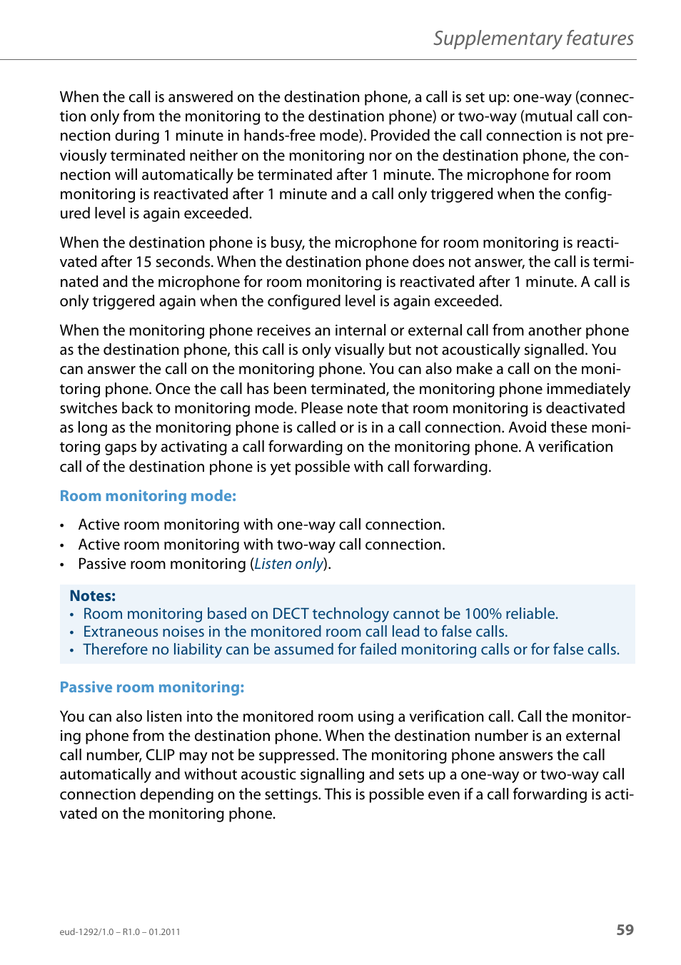 Supplementary features | AASTRA 630d for Aastra 400 User Guide EN User Manual | Page 59 / 103