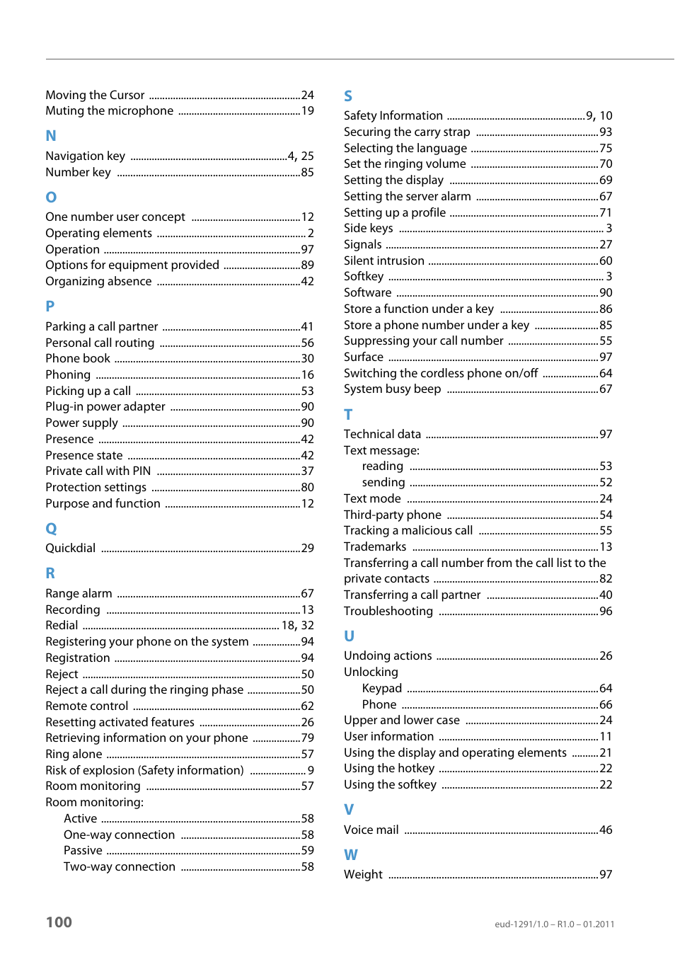 AASTRA 620d for Aastra 400 User Guide EN User Manual | Page 100 / 101