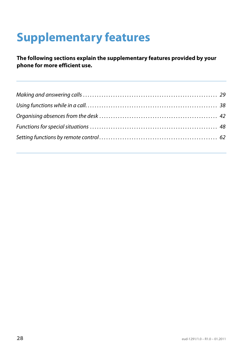Supplementary features | AASTRA 620d for Aastra 400 User Guide EN User Manual | Page 28 / 101