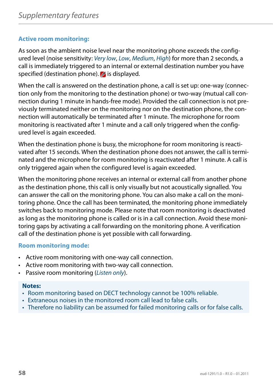 Supplementary features | AASTRA 620d for Aastra 400 User Guide EN User Manual | Page 58 / 101