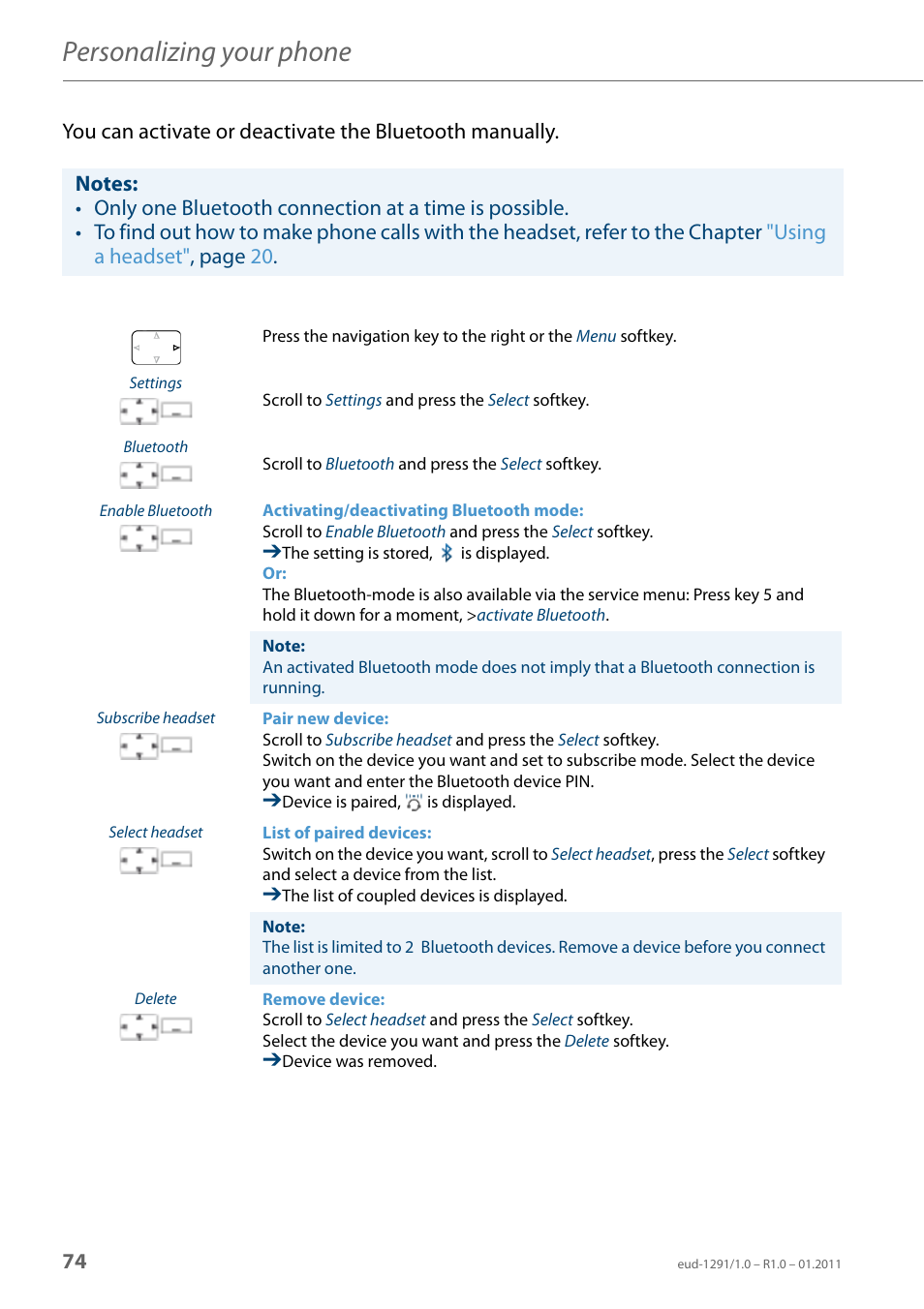 Personalizing your phone | AASTRA 620d for Aastra 400 User Guide EN User Manual | Page 74 / 101