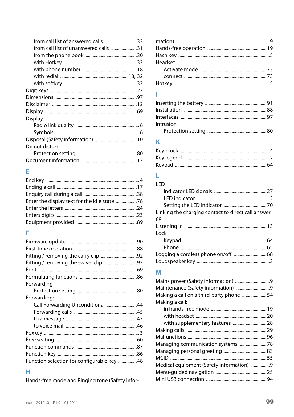 AASTRA 620d for Aastra 400 User Guide EN User Manual | Page 99 / 101