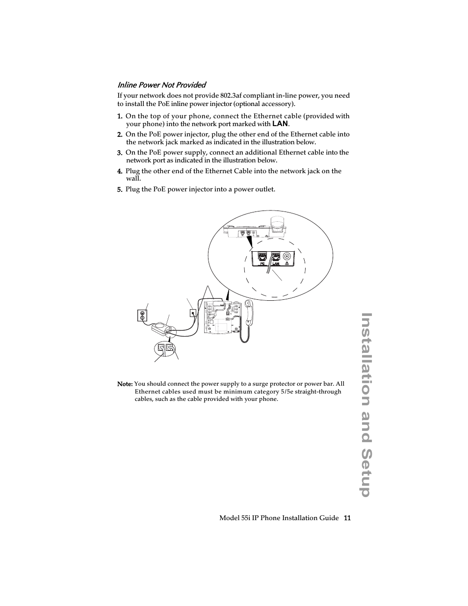 Inline power not provided, Installation and setup | AASTRA 6755i Installation Guide EN User Manual | Page 17 / 42
