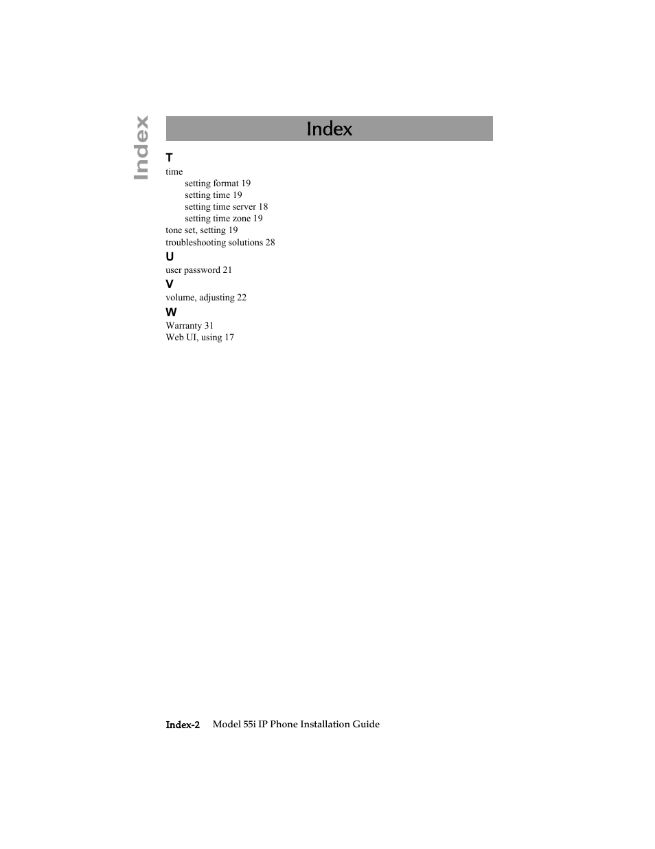 Index | AASTRA 6755i Installation Guide EN User Manual | Page 40 / 42