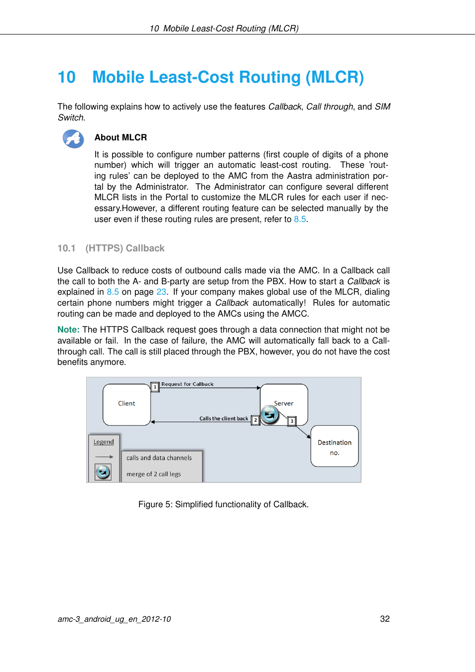 Mobile least-cost routing (mlcr), Https) callback, 10 mobile least-cost routing (mlcr) | AASTRA AMC 3 for Android EN User Manual | Page 32 / 57