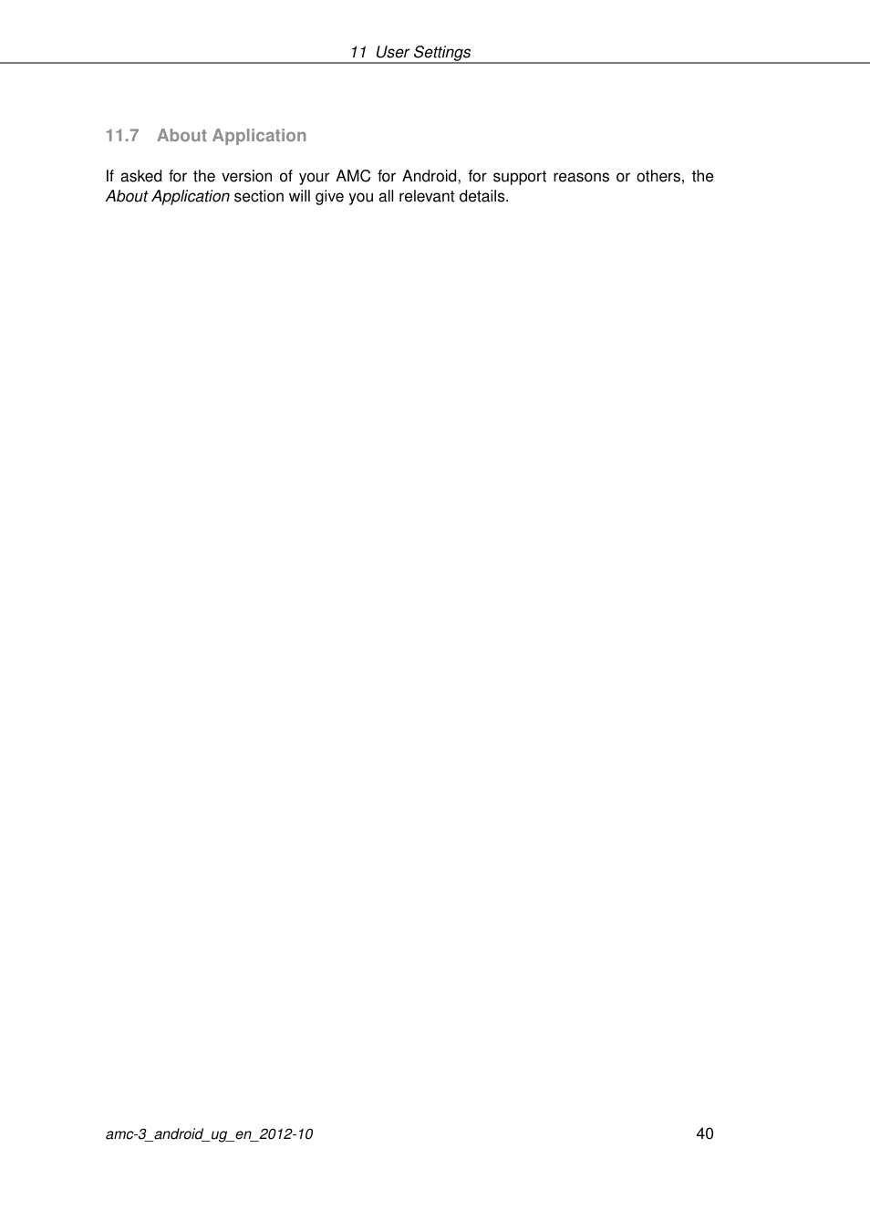 About application | AASTRA AMC 3 for Android EN User Manual | Page 40 / 57