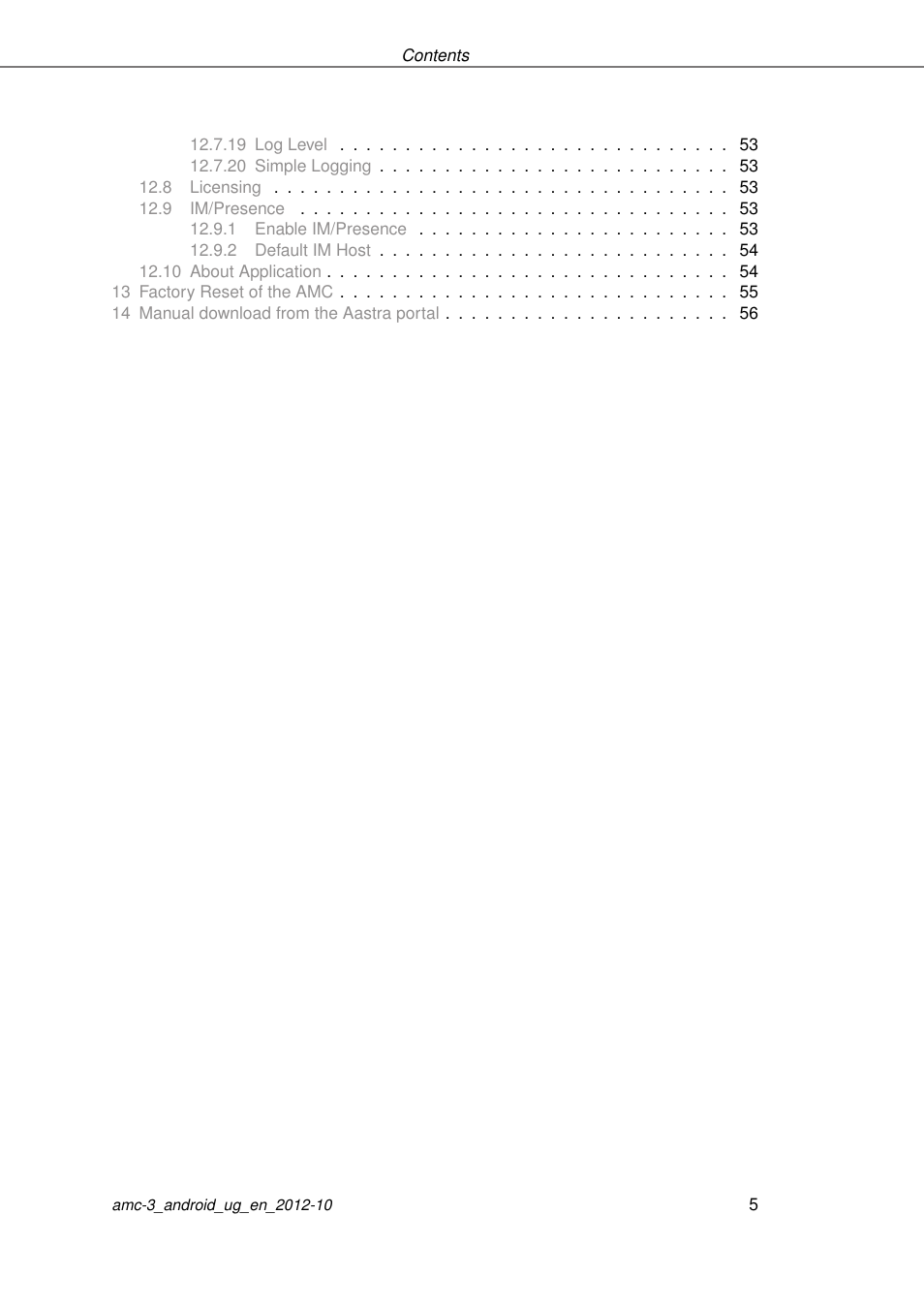 AASTRA AMC 3 for Android EN User Manual | Page 5 / 57
