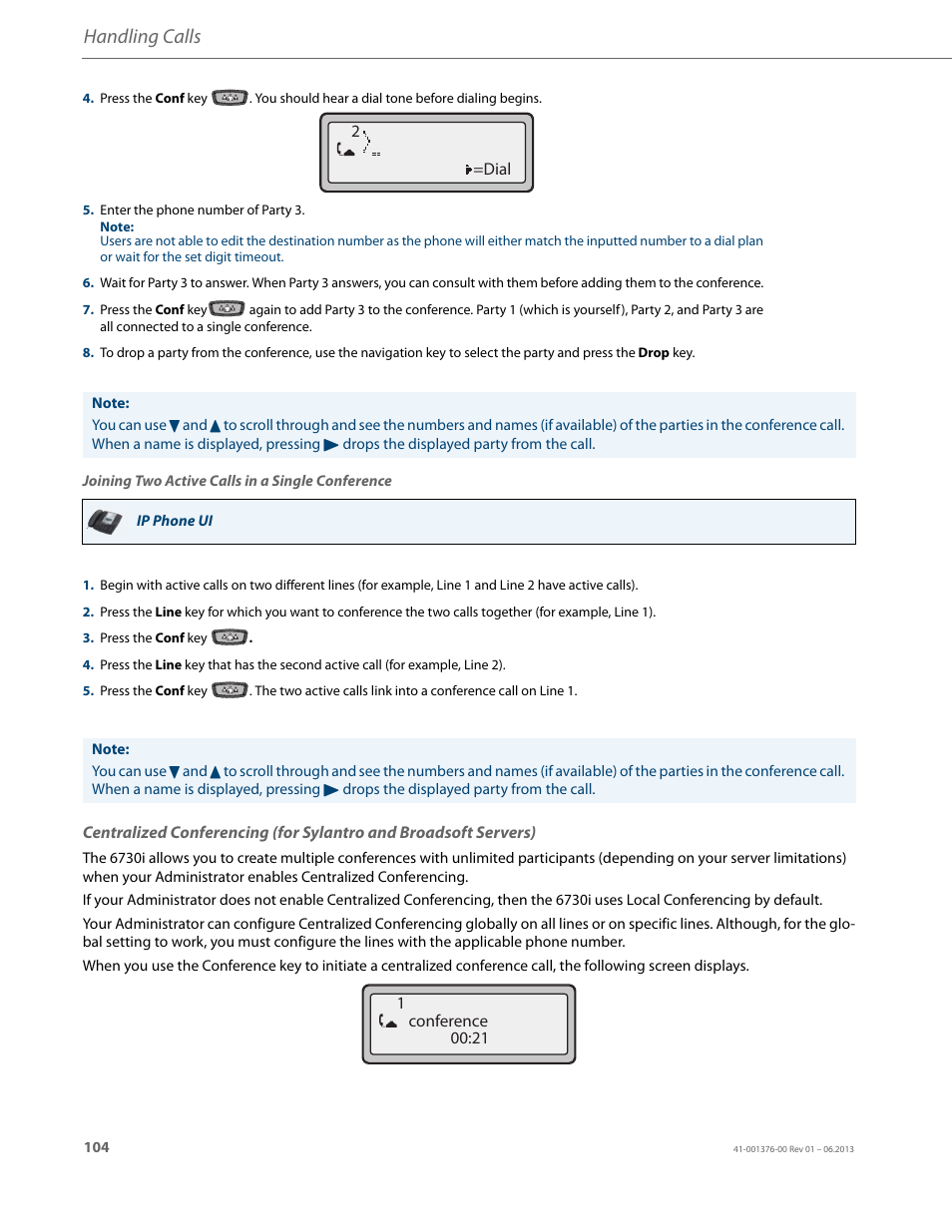 Handling calls | AASTRA 6730i (Version 3.2) User Guide EN User Manual | Page 110 / 185