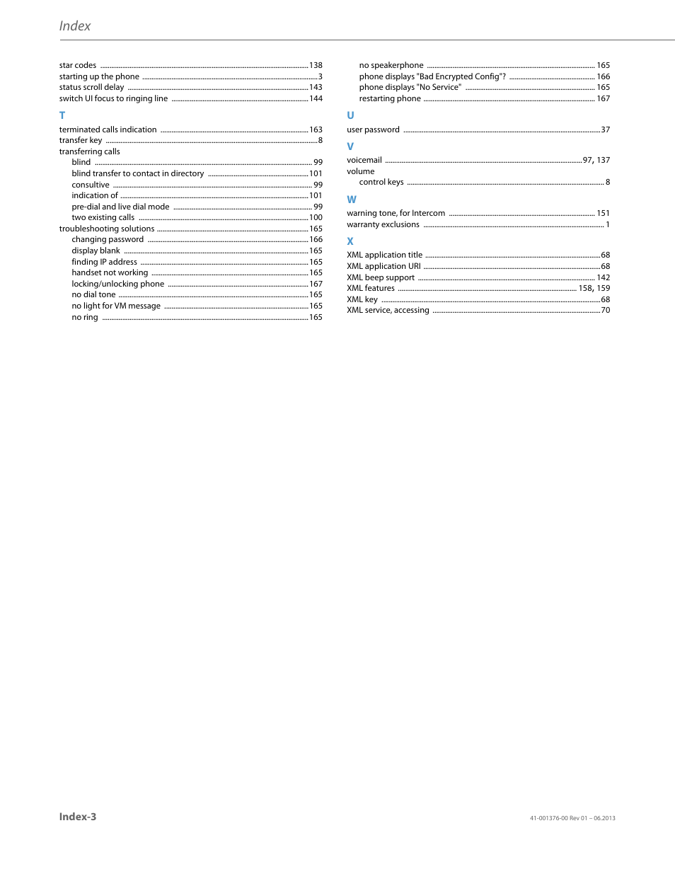 Index | AASTRA 6730i (Version 3.2) User Guide EN User Manual | Page 184 / 185