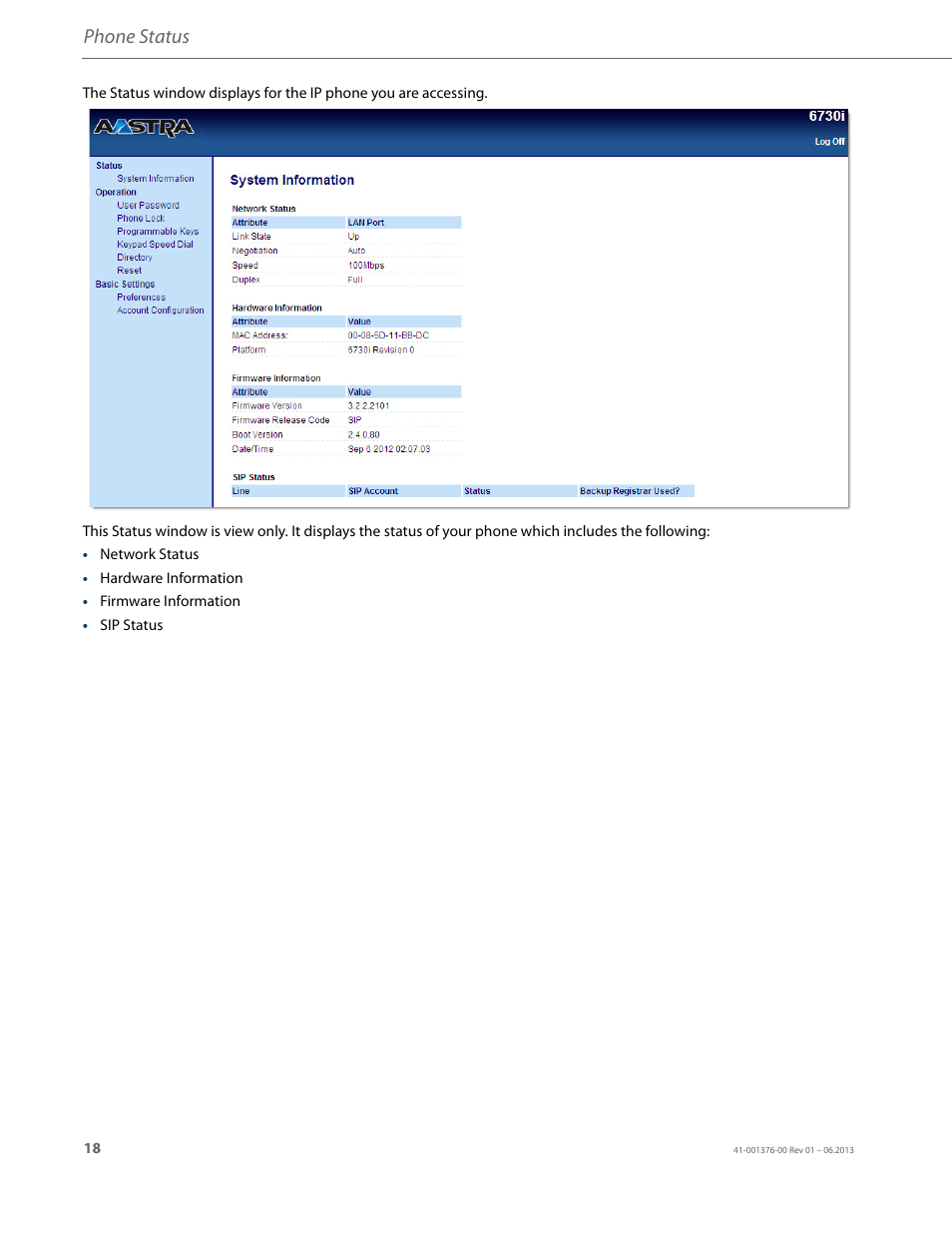 Phone status | AASTRA 6730i (Version 3.2) User Guide EN User Manual | Page 24 / 185