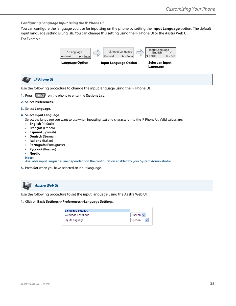 Customizing your phone | AASTRA 6730i (Version 3.2) User Guide EN User Manual | Page 41 / 185