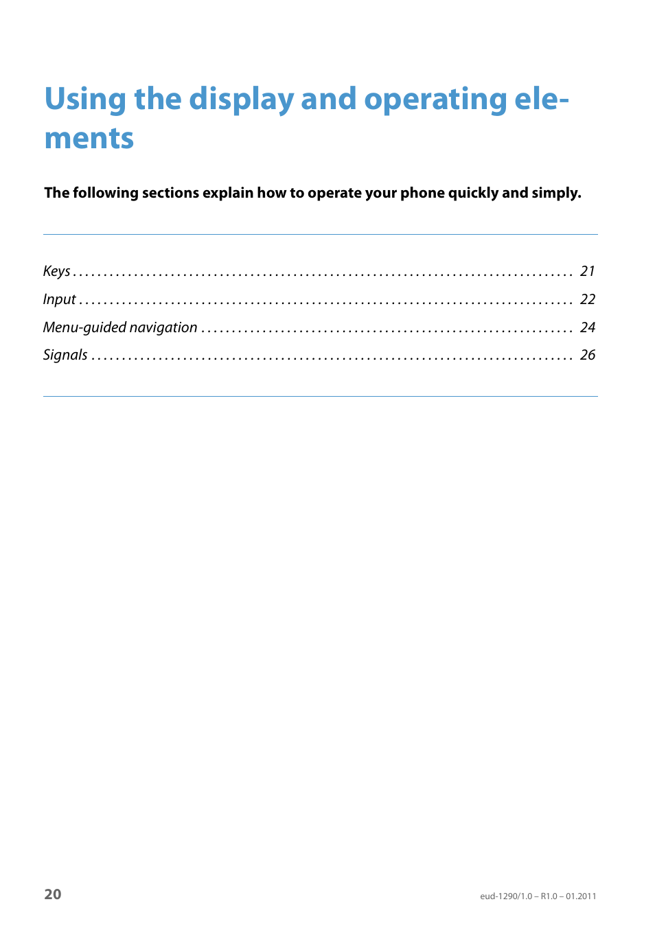 Using the display and operating elements, Using the display and operating ele- ments | AASTRA 610d for Aastra 400 User Manual EN User Manual | Page 20 / 100