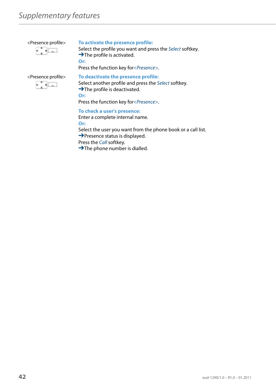 Supplementary features | AASTRA 610d for Aastra 400 User Manual EN User Manual | Page 42 / 100