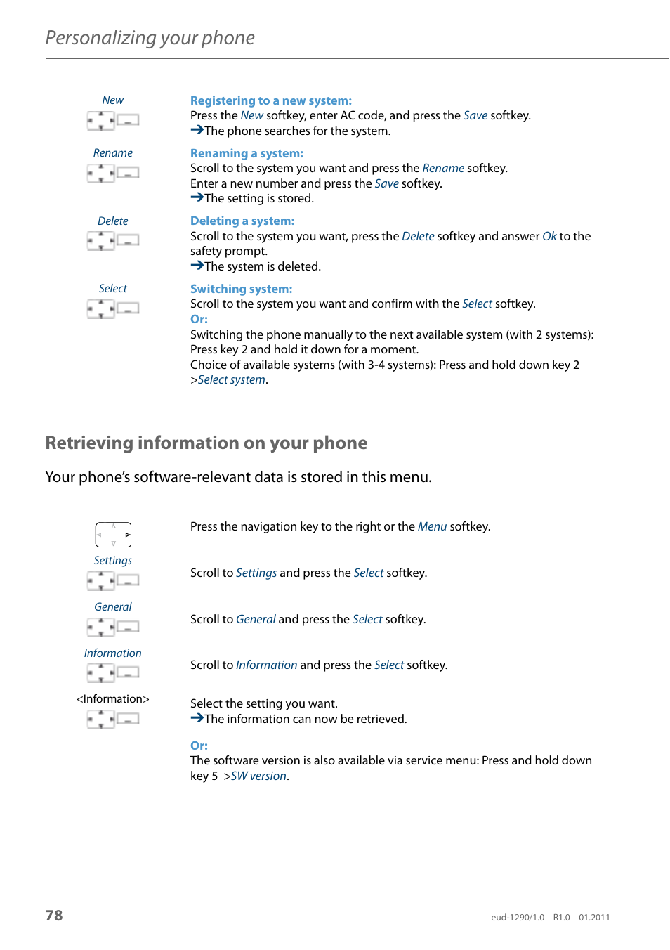 Retrieving information on your phone, Personalizing your phone | AASTRA 610d for Aastra 400 User Manual EN User Manual | Page 78 / 100