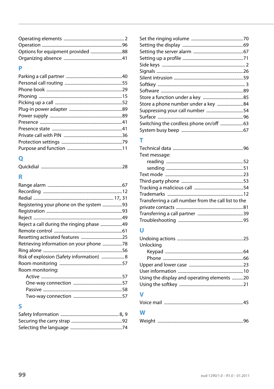 AASTRA 610d for Aastra 400 User Manual EN User Manual | Page 99 / 100