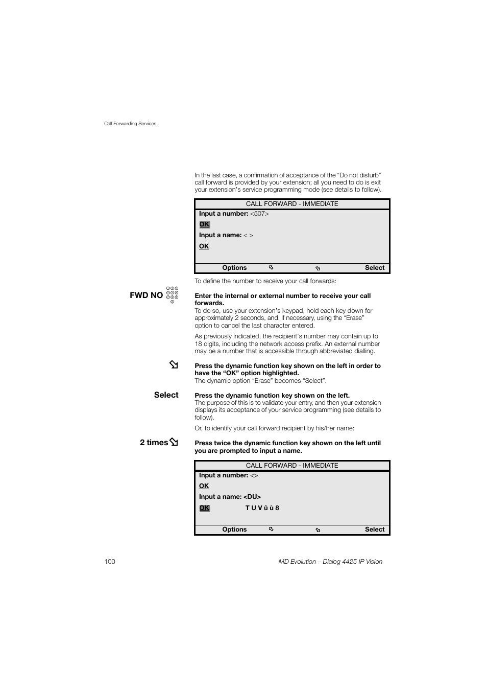 AASTRA 4425 IP Vision for MD Evolution User Guide User Manual | Page 100 / 224