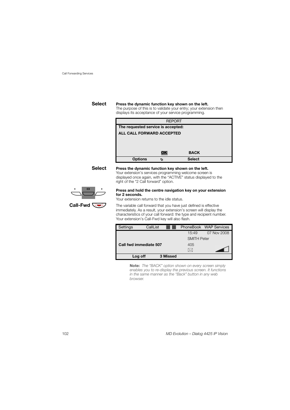 AASTRA 4425 IP Vision for MD Evolution User Guide User Manual | Page 102 / 224