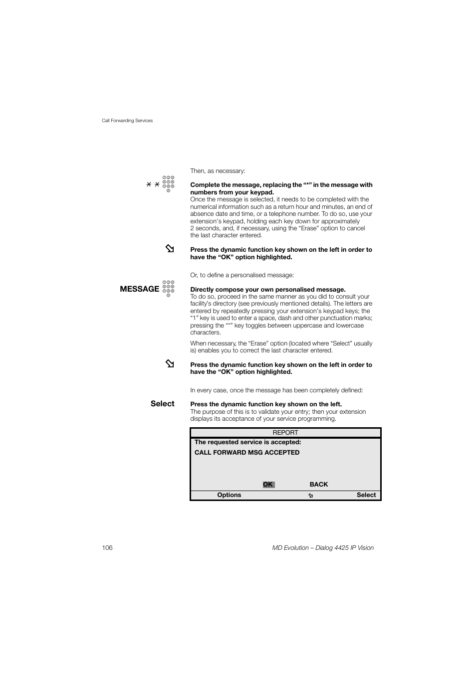 AASTRA 4425 IP Vision for MD Evolution User Guide User Manual | Page 106 / 224