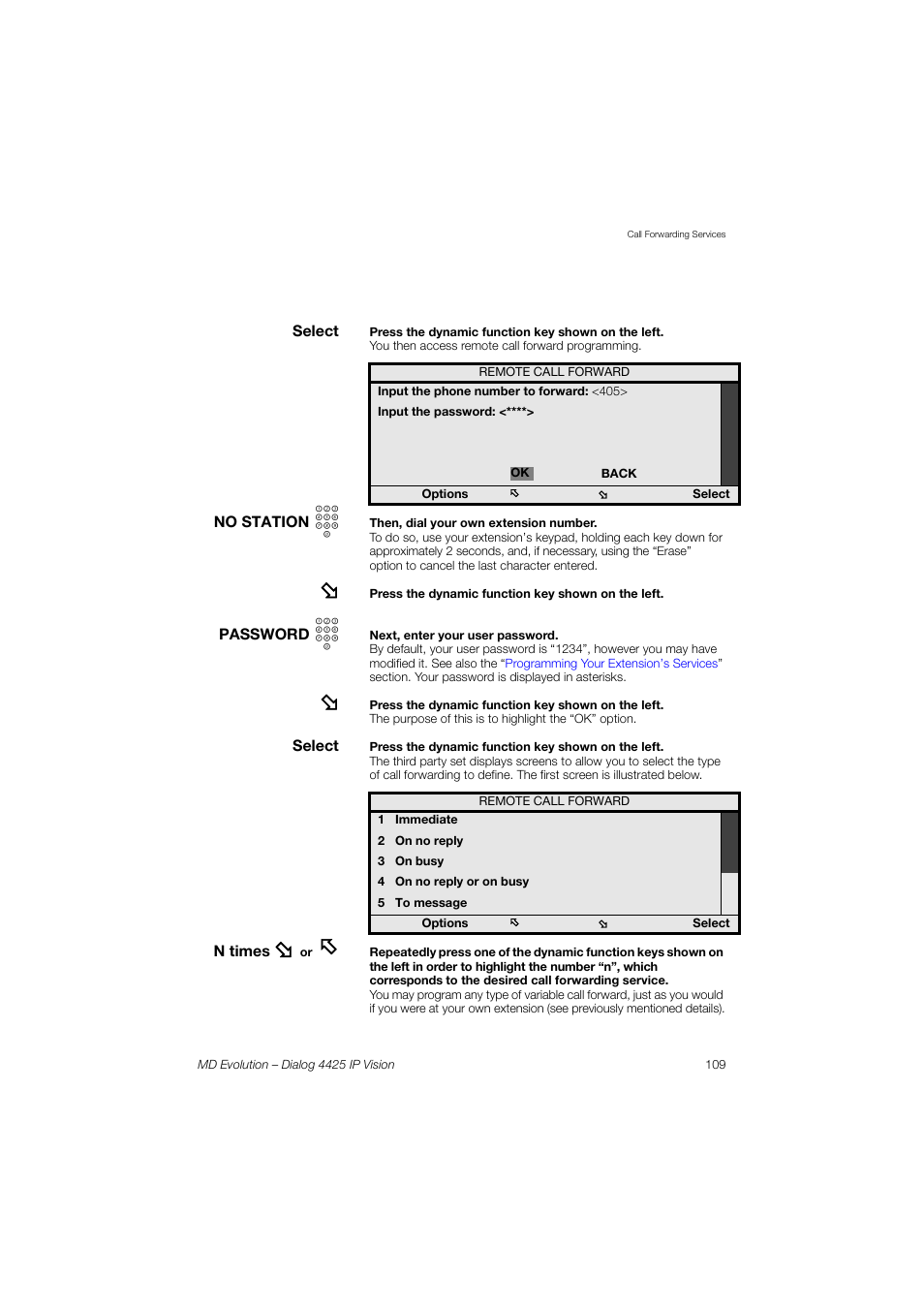 AASTRA 4425 IP Vision for MD Evolution User Guide User Manual | Page 109 / 224