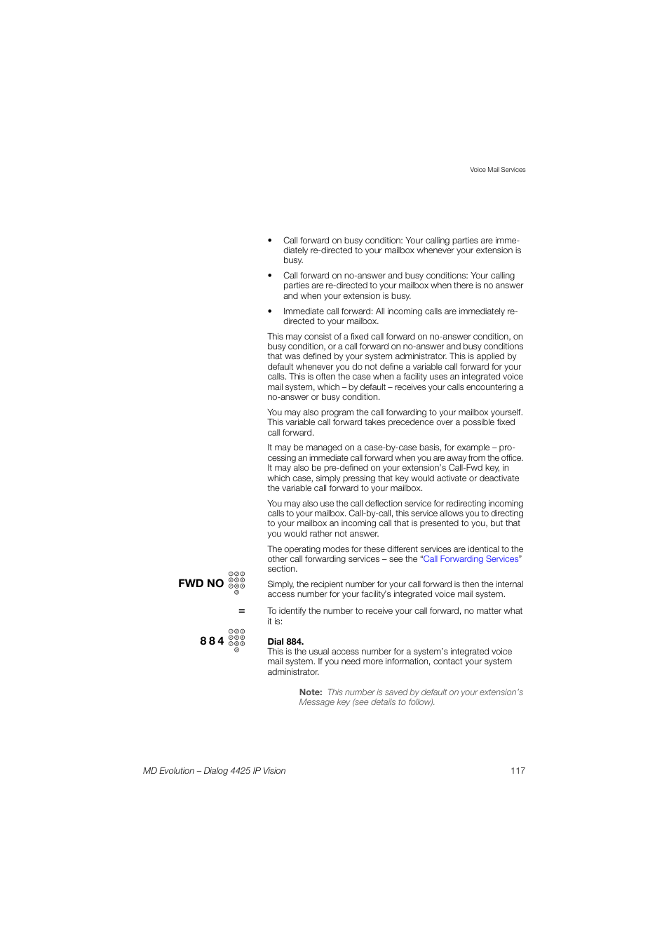 AASTRA 4425 IP Vision for MD Evolution User Guide User Manual | Page 117 / 224