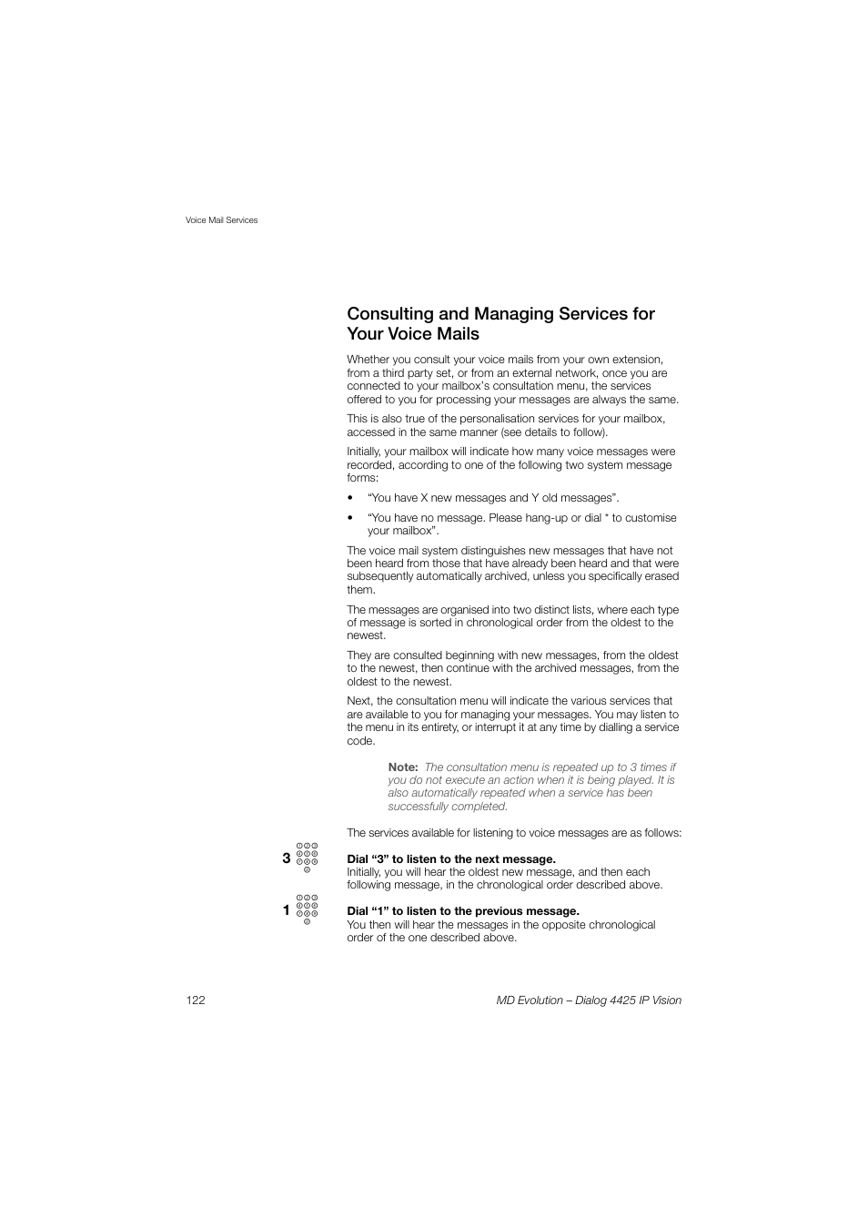 AASTRA 4425 IP Vision for MD Evolution User Guide User Manual | Page 122 / 224