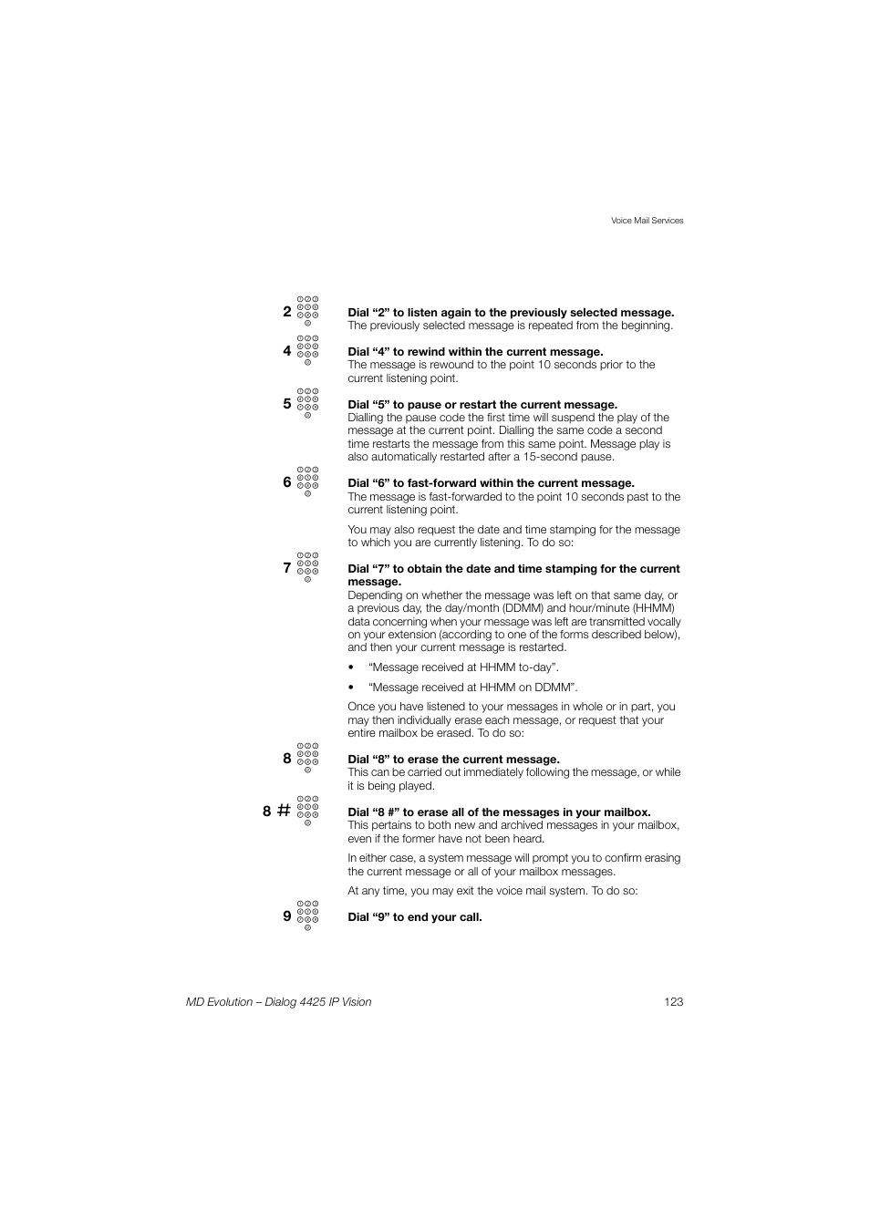 AASTRA 4425 IP Vision for MD Evolution User Guide User Manual | Page 123 / 224