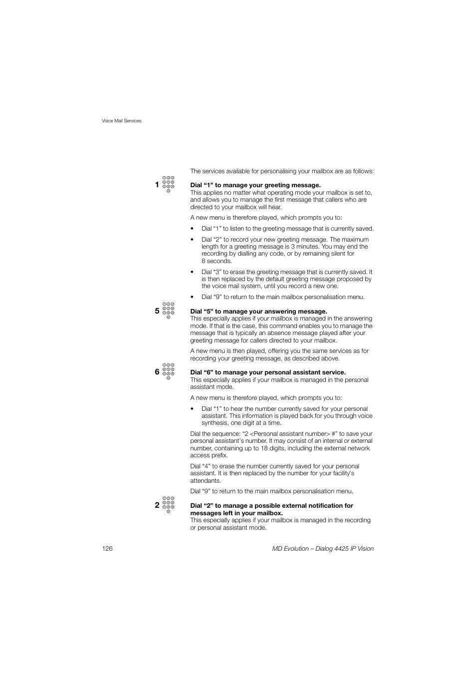 AASTRA 4425 IP Vision for MD Evolution User Guide User Manual | Page 126 / 224