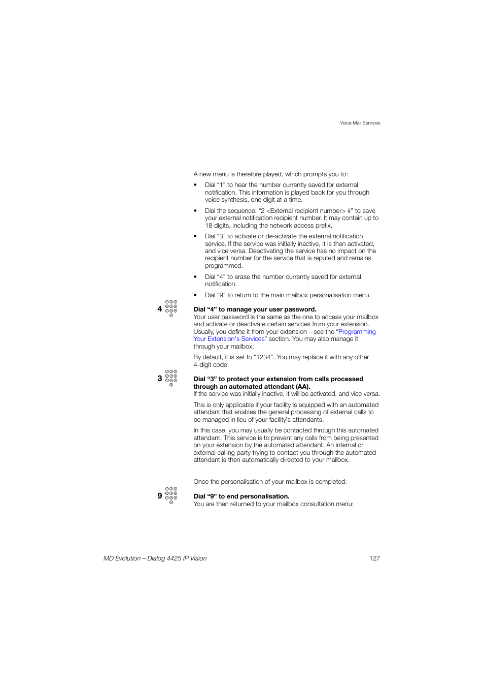 AASTRA 4425 IP Vision for MD Evolution User Guide User Manual | Page 127 / 224