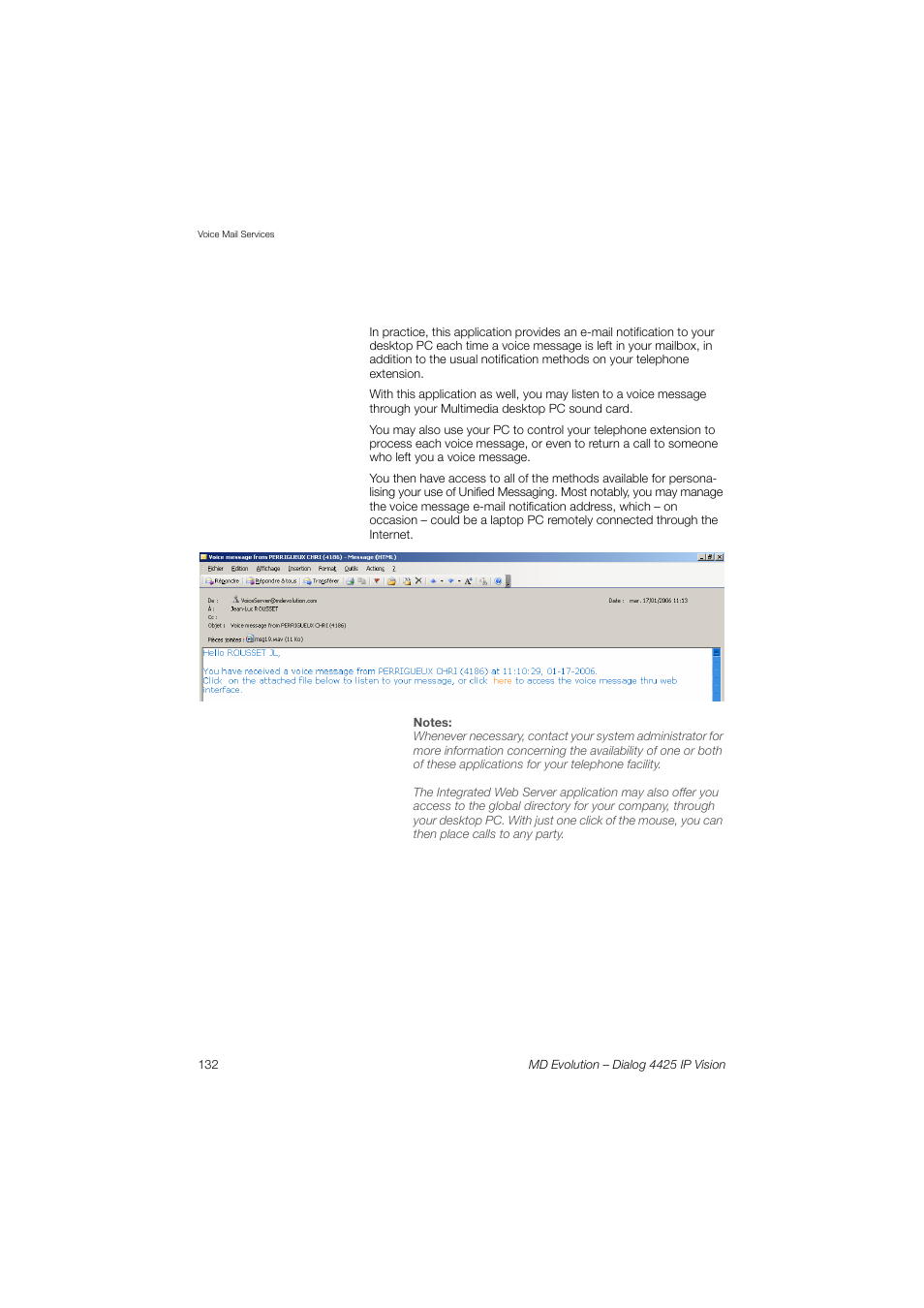 AASTRA 4425 IP Vision for MD Evolution User Guide User Manual | Page 132 / 224