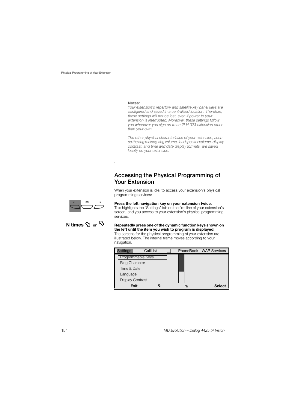 AASTRA 4425 IP Vision for MD Evolution User Guide User Manual | Page 154 / 224