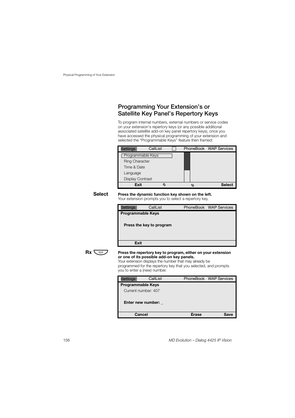 AASTRA 4425 IP Vision for MD Evolution User Guide User Manual | Page 156 / 224